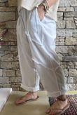 Rustic Nature Linen Blend Barrel Pant White